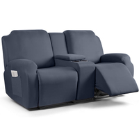 New Waterproof Recliner Loveseat Cover with Console Non-slip Reclining Couch Covers for 2 Seat Recli