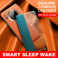 Luxury Smart Touch Mate30pro Genuine Leather Flip Case for Huawei Mate 30 Pro Mate30 5G View Window Phone Cover for Mate30