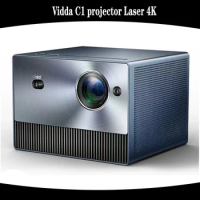Vidda C1 projector Laser 4K Ultra HD, proyektor rumah 3D warna tiga warna 1350ANSI Android Wifi dengan 12ms jeda rendah 240hz