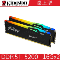 金士頓 Kingston RGB DDR5 5600 32G 16GX2 BEAST 獸獵者 桌上型超頻記憶體 KF556C36BBEAK2-32