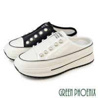 【GREEN PHOENIX】女 穆勒鞋 拖鞋 休閒鞋 懶人鞋 前包後空 全真皮