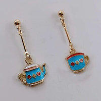 Enamel Tea Pot Charm Jewelry Enamel Earrings Pendant Diy Craft Supplies Metal Earrings Gift Girl