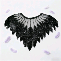 Patch Korsase Bordir Kerah Payet Berat Renda Leher Tulle 3D Applique Untuk Aksesoris Pakaian Gaun Dr