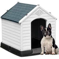 28.5'' Large Plastic Dog House Outdoor Indoor Doghouse Puppy Shelter Water Resistant Easy Assembly Sturdy Dog Kennel with