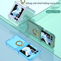 เคสใสกันกระแทกสำหรับ Samsung Galaxy Z Flip5 พร้อมที่ใส่แหวน Samsung Z Flip5 Flip Z 5 เคสโทรศัพท์ดีไซ