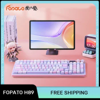 Fopato H98 Pink Mechanical Gaming Keyboard Wireless Bluetooth 3Mode RGB Gasket PBT Keycaps Hot-Swap Custom Gamer Esport Keyboard