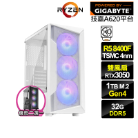 【技嘉平台】R5六核GeForce RTX 3050{異特龍GJ28C}電競電腦(R5-8400F/A620/32G/1TB)