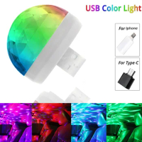 RGB Car DJ Ambient Light USB Apple Colorful Music Sound Led Lights Disco Holiday Party Atmosphere Interior Dome Trunk Lamp 5V