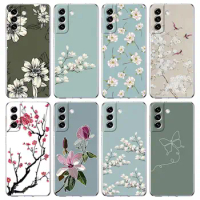 Flower Phone Case For Samsung Galaxy S24 S23 S22 S20 Ultra S21 FE 5G S10 S9 Plus S10E S8 Soft Silicone Clear Cover