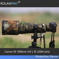 ROLANPRO Nylon Waterproof Lens Coat for Canon EF 500mm f/4 L IS USM Camouflage Lens Clothing Rain Cover Lens Case Guns Sleeve