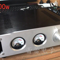 New LME49810 scaffolding power amplifier finished UV meter case A and B gold sealed tube amplifier power 200+200w