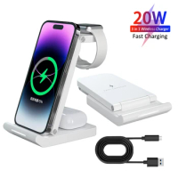 3 In 1 Wireless Charger Stand Pad Foldable 20W Fast Charging Dock Station For Samsung iPhone 15 14 13Pro Max Apple Watch Airpods