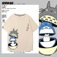 Cartoon Totoro Anime Printed Short Sleeve Couple's New All Cotton Japanese T-shirt Clothes