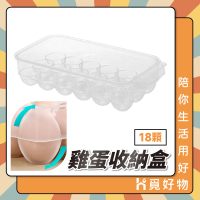 【Ho覓好物】密封雞蛋保鮮盒-18顆(雞蛋盒 雞蛋收納盒 露營雞蛋盒 雞蛋保鮮盒 透明蛋盒 冰箱雞蛋盒 YHX2364)