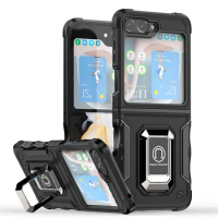 For Samsung Galaxy Z FLIP 5 Case Magnetic Ring Stand Holder Armor Shockproof Phone Cases For Galaxy Z FLIP 5 5G Back Cover