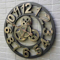 40/45/50cm 3D Wall Clock Large/Wooden/Vintage Wall Clocks Silent/Antique Big Wall Watches Home Decor For Living Room