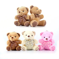 10CM Kawaii Small Teddy Bear Cute Plush Toys Keychain Car Key Holder for Pendant Doll Kids Toys Stuffed Animals Fluffy Bear