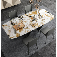 Dining Table Modern Simple Rectangular Small Apartment Light Luxury Dining Table Marble