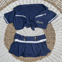 [ Happy Girl Shop ] Setelan Lingerie Cosplay Seragam Police Women Eropa Jepang Style Fit Shirt Crop 