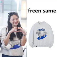 Freen Same Style Sweater Dog Round Neck Terry Men's and Women's Loose Top Spring/Summer Light Fashion FreenBecky