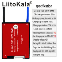LiitoKala 10S 13S 16S BMS 20A 36V 48V 60V PCM PCB for 3.7V lithium ion battery pack 18650 NMC E-bicycle Scooter NTC