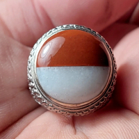 Batu akik merah putih natural ring hanmade perk pesanan