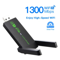 1300Mbps Wifi USB Network Card RTL8812 WiFi 5 AC1300 USB Wifi Adapter Dual Band 2.4G 5G Wireless Dongle Receiver Antenna