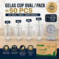 Gelas Cup Plastik Oval PET Tebal 8gr 14oz 16oz 18oz 22oz Kuat Anti Pecah Cup 16 oz 6gr
