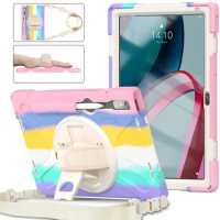 Silicone Shockproof Case for Lenovo Tab P11 Pro 2nd Gen TB138FC TB132FU 11.2" Rotate Stand Cover with Hand Belt Shoulder Strap