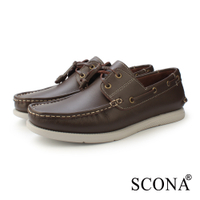 SCONA 蘇格南 全真皮 輕量經典帆船鞋 咖啡色 1297-2