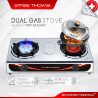 SwissThomas byT Dual Gas Stove Stainless Steel Infrared Burner 8 Jet Head Nozzle LPG Cooktop Gas Dap