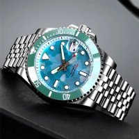 Tandorio 40mm 20ATM New White Ice Blue Mother Of Pearl Dial NH35A Automatic Watch Sapphire Glass Silver Ceramic Bezel