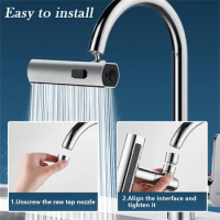 New 3/4gear Waterfall Kitchen Faucet Universal Swivel Spout Sprayer Bathroom Basin Water Tap Extender Rainfall Sink Mixer