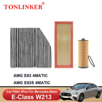 TONLINKER Cabin Air Filter Oil Filter For Mercedes Benz E Class W213 2017-2019 2020 AMG E63 E63S 4MATIC 4.0L Car Accessories