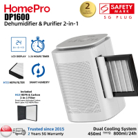[H13 HEPA Filter]HomePro DP1600|Dehumidifier&Purifier 2-in-1/800ml/D|HEPA Filter|Negative Ion|3-pin 