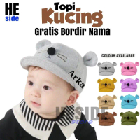 Topi Bayi Karakter Kucing Free Bordir Nama/ Topi Bayi Laki-laki Perempuan