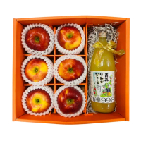 【RealShop】美國富士蘋果+青森蘋果汁or希望之露 共約2.7kg±10%*1盒(水果禮盒A)