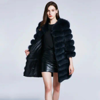 Fox Fur Fur Coat for Women's Autumn and Winter Long Zipper Detachable Genuine Fur Insulation and Thick Coat