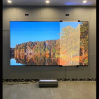 HOT 80"- 120" inch ALR CLR UST PET Crystal Ambient Light Rejecting Frame Projection Screen for Ultra Short Throw Projector