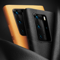 2022 QIALINO Fashion Genuine Leather Flip Case for Huawei P40 P30 Ultra Slim Phone Cover with Smart View for Huawei P40 P30 Pro