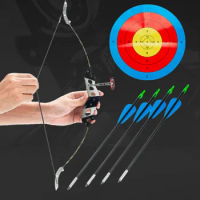 20lbs Small Reverse Bow Mini Bow with 4 Arrow Detachable Decompression Toy Archery Supplies Shooting Bow and Arrow