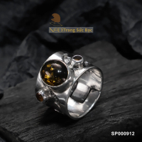SP000912-Nhẫn Bạc 925 đá Green Amber ( hổ phách xanh) freesize cao cấp thương hiệu NAD Silver