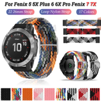 26 22mm Hook &amp; Loop Nylon Strap For Garmin Enduro Watchband Fenix 6 6XPro 5 5X Plus/Tactix Delta/MK2i/Fenix 7 7X Smart Wristband