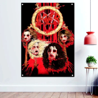Bloody Head Macabre Art Banner Wall Hanging Rock Band Icon Flag Death Metal Artist Posters Bloody Horror Skull Art Tapestry Gift