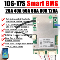 JBD 10S to 17S Bluetooth Smart BMS 14S 13S Lithium Battery Protection Board Balance 36V 48V 52V 60V 72v Li-ion Lipo 16S LifePo4
