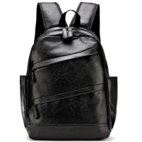 College Wind Simple Versatile Backpack Pu Leather Backpack Men's Travel Backpack Fashion Casual Backpack