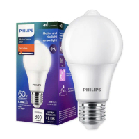 【Philips 飛利浦】2入組 LED 8.8W 2700K 黃光 E27 感應式球泡燈 業界唯一雙重感應(光感應+人體感應)