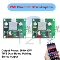 TZT Bluetooth 30W Power Amplifier TWS Speaker Sound Module Board Audio Receiver Bluetooth Power Amplifier Board Two-way Stereo