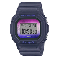 【CASIO 卡西歐】CASIO BABY-G 冬季雪花 漸層色調 電子錶 防水200米 黑 BGD-560WL(BGD-560WL-2)