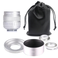 Silver Fujian 50mm F1.4 CCTV TV camera lens + C-N1 + lens hood for NIKON1 Mirroless Camera J1/J2/J3/J4/J5